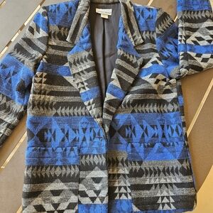 VINTAGE Geometric Blue and Gray Women's Jacket